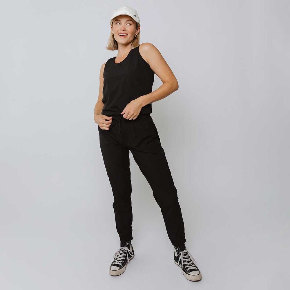 Albion Fit Black Tank Jumpsuit XL Activewear Athleisure Travel EUC